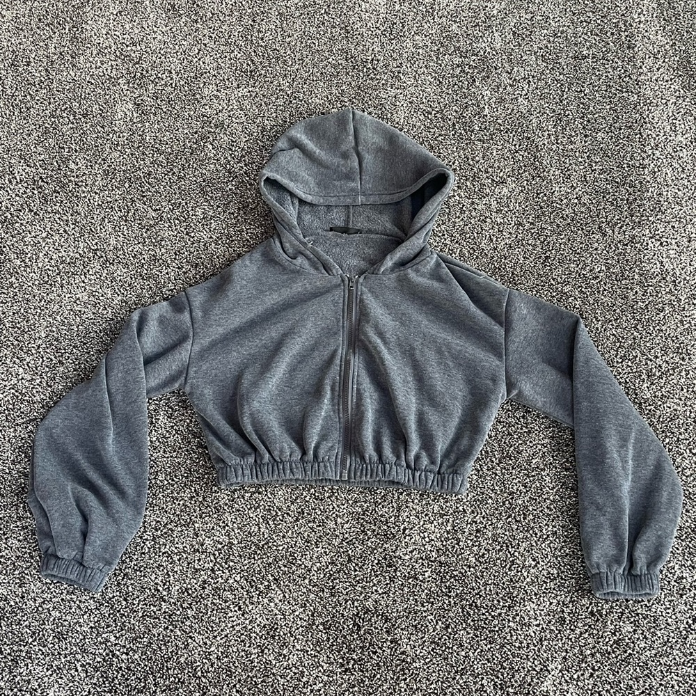 Cropped zip up hoodie